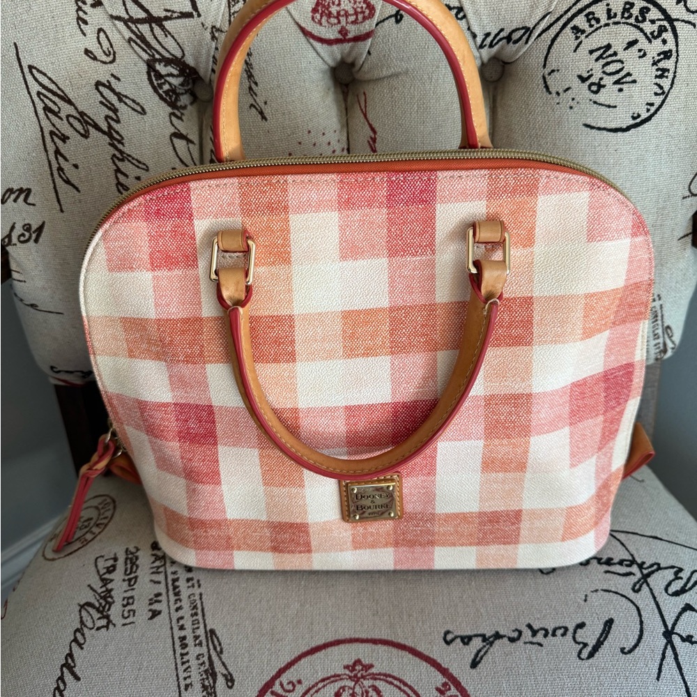 Dooney & Bourke Orange and Pink Checkered Vintage Bag
